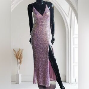 Elegant pink Sequin formal prom Dress
